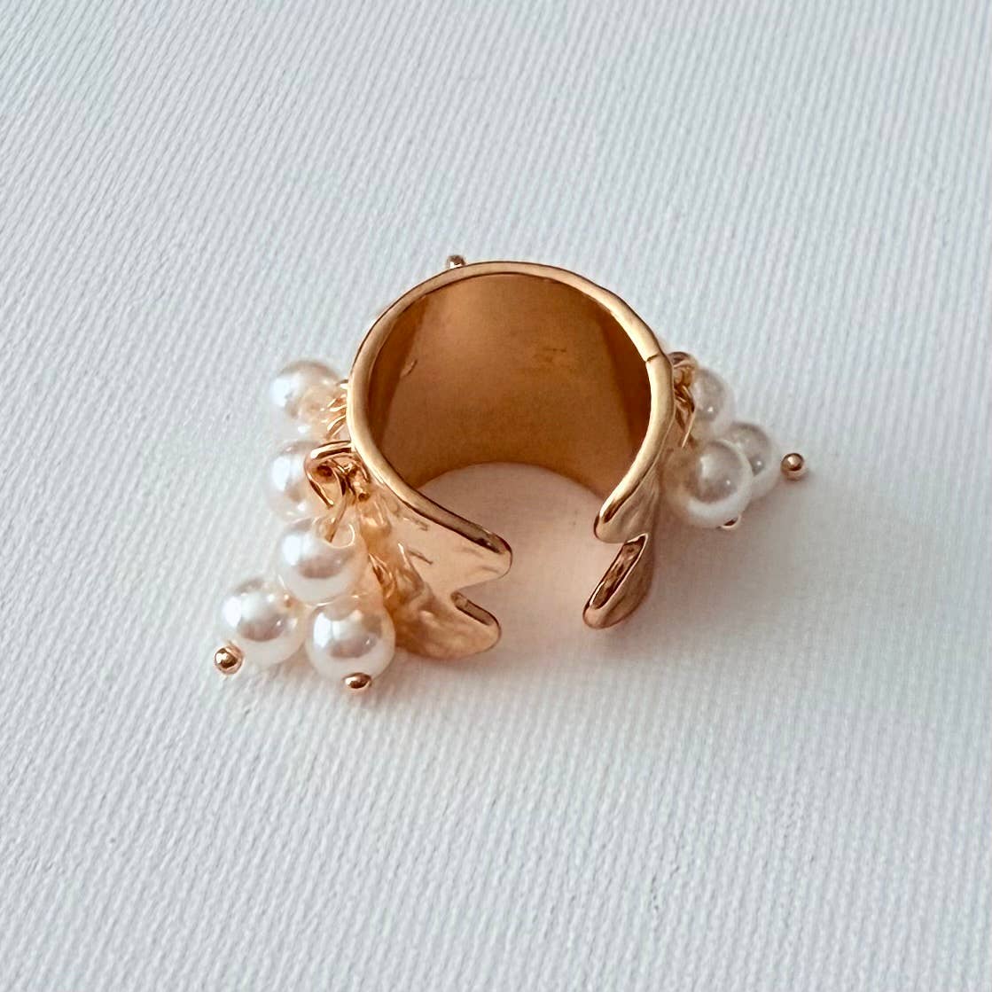 Charm Ring Gold with White Pearl