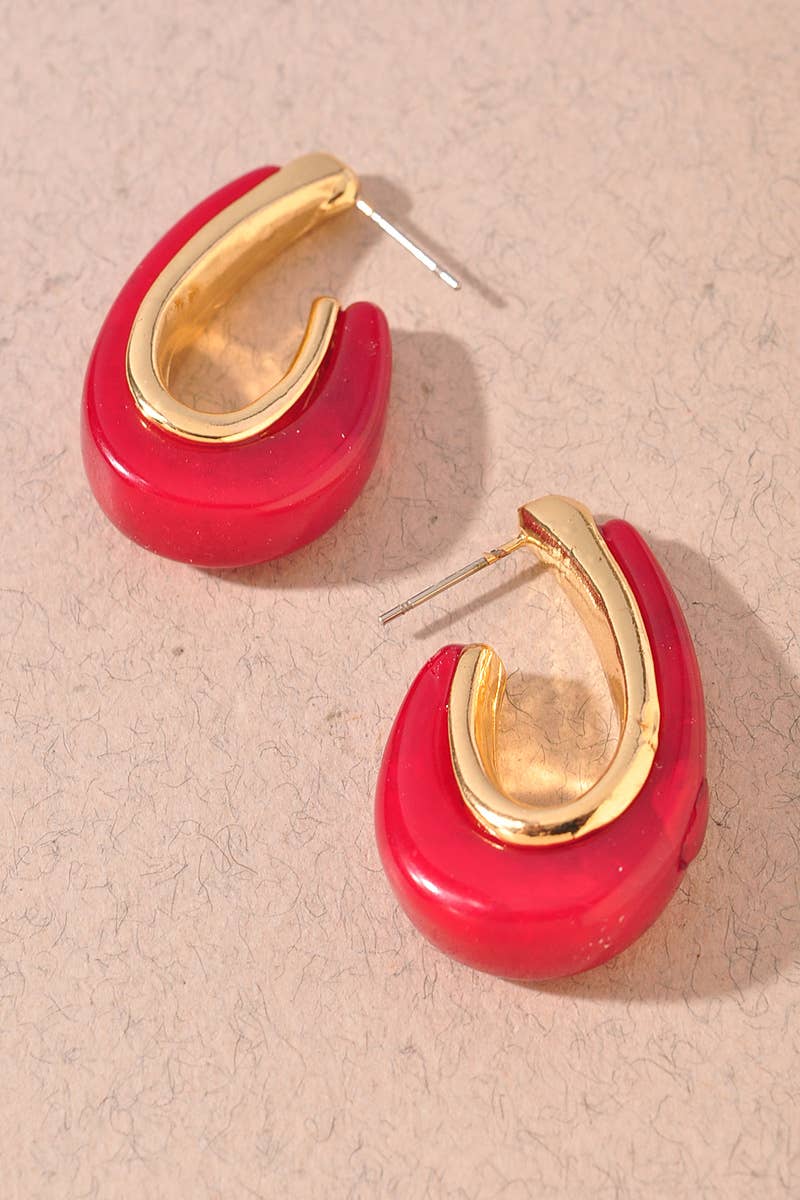 Resin Teardrop Hoop Earrings