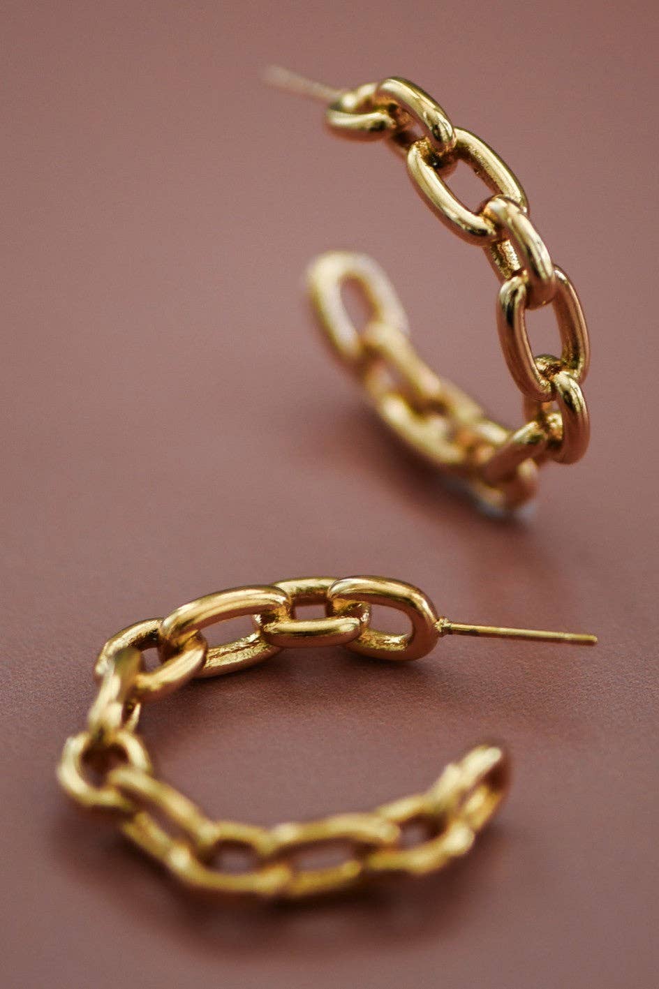18K Chain Hoop Earrings