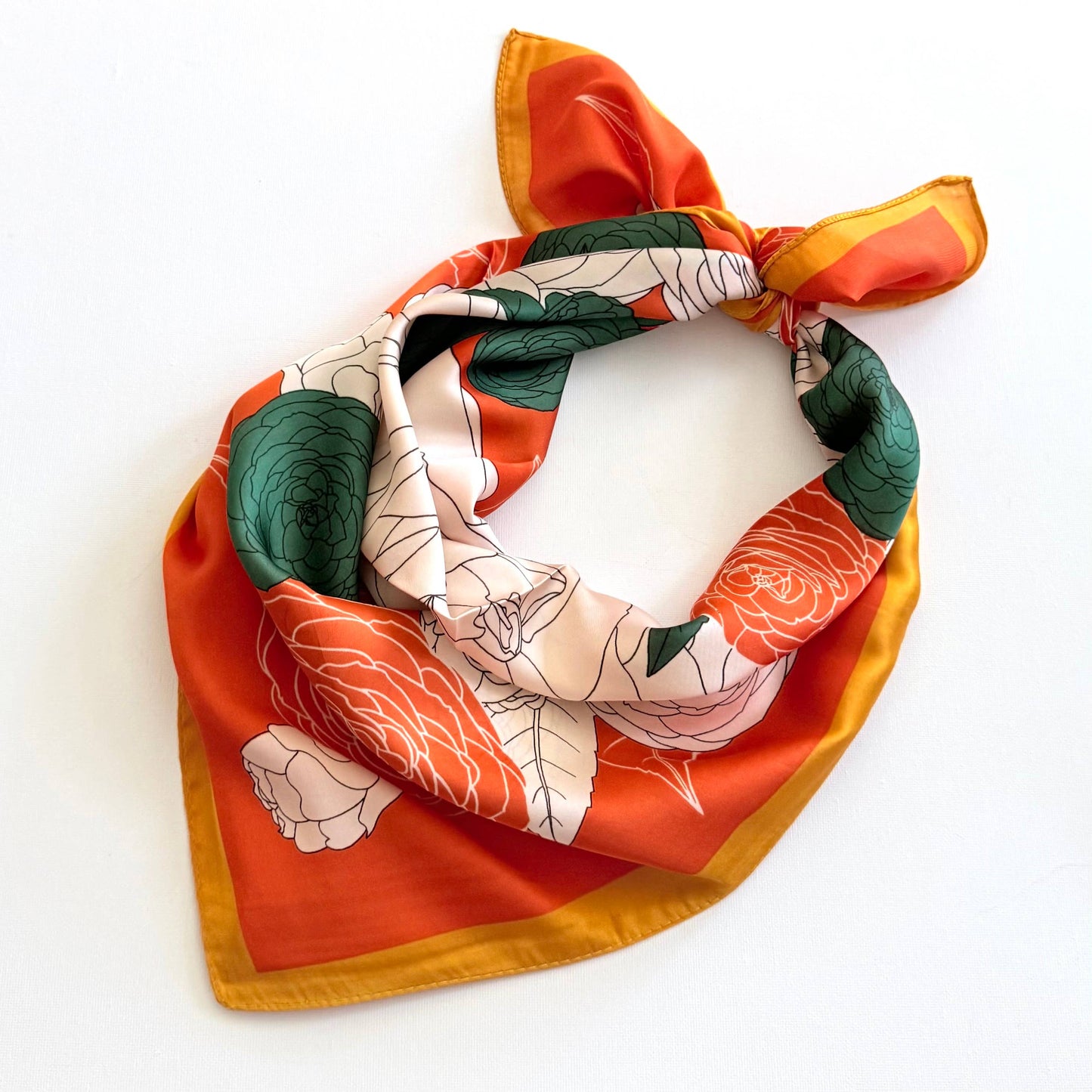 Neck Scarf | Peony Flowers | Orange