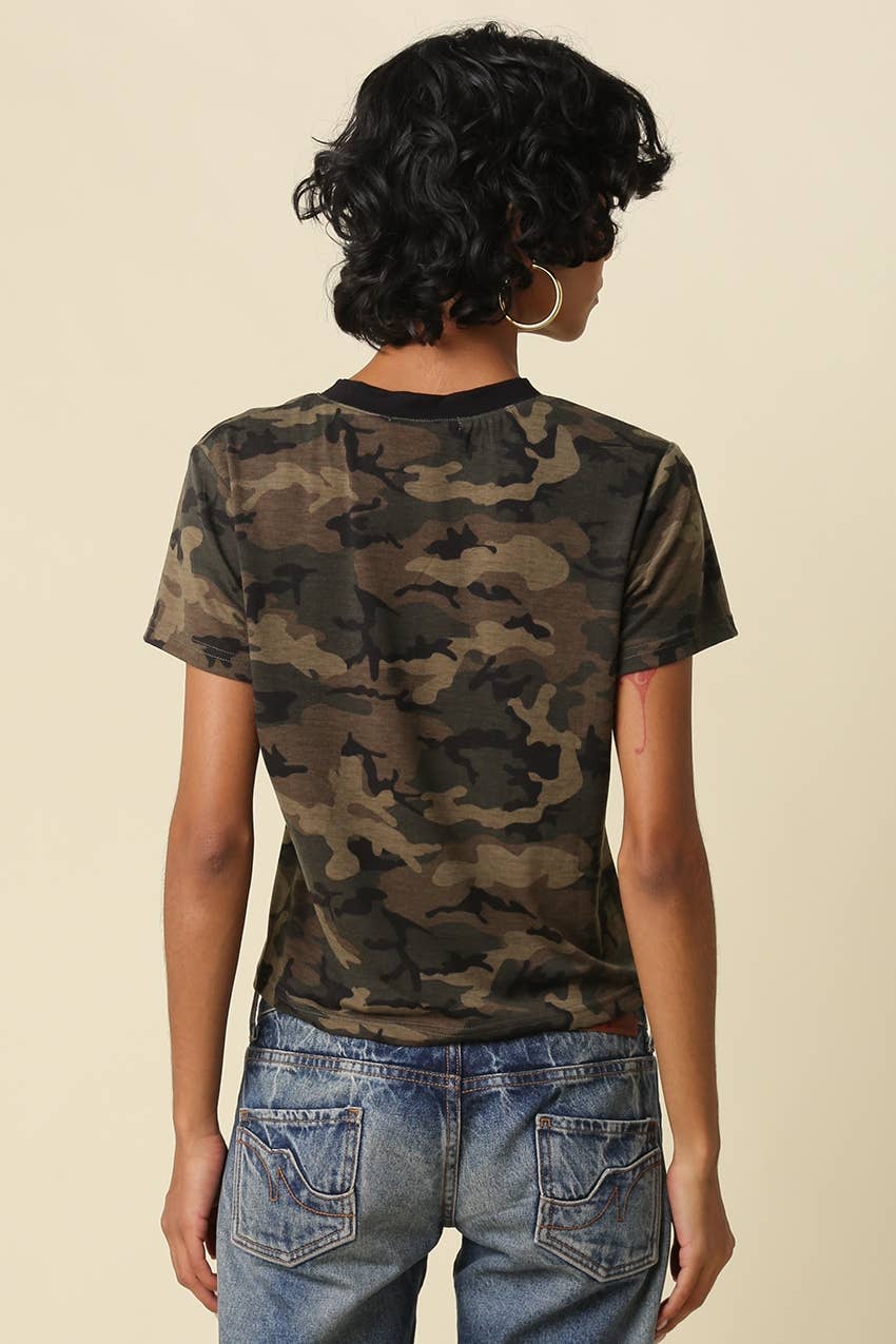 Lina Camo Print Crew Neck Tee