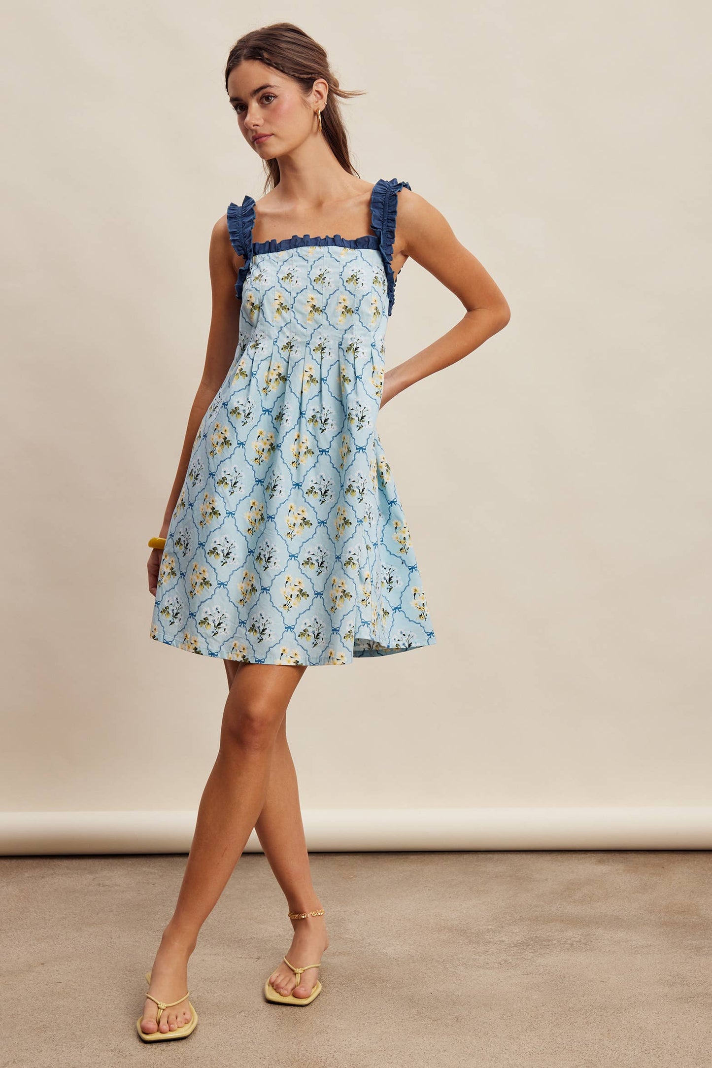 Mika Floral Ruffle Strap Mini Dress