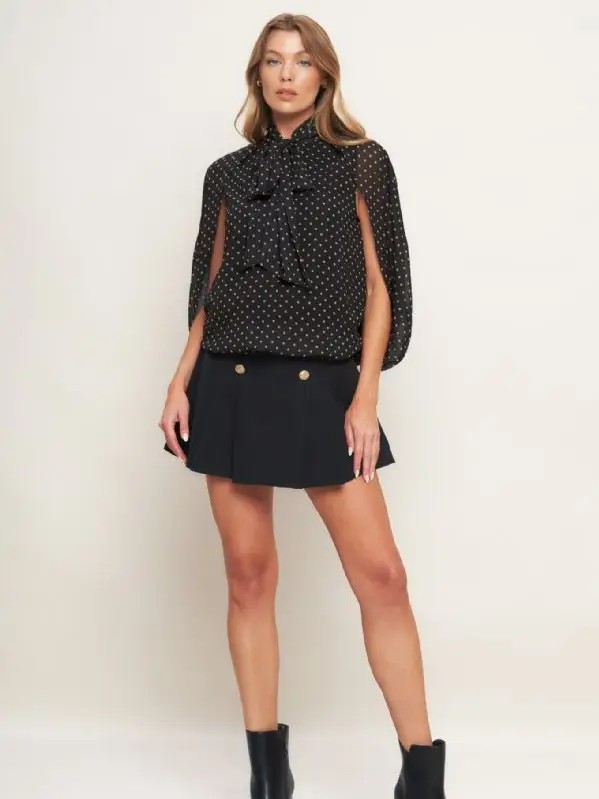 Bobi Capelet Dot Blouse