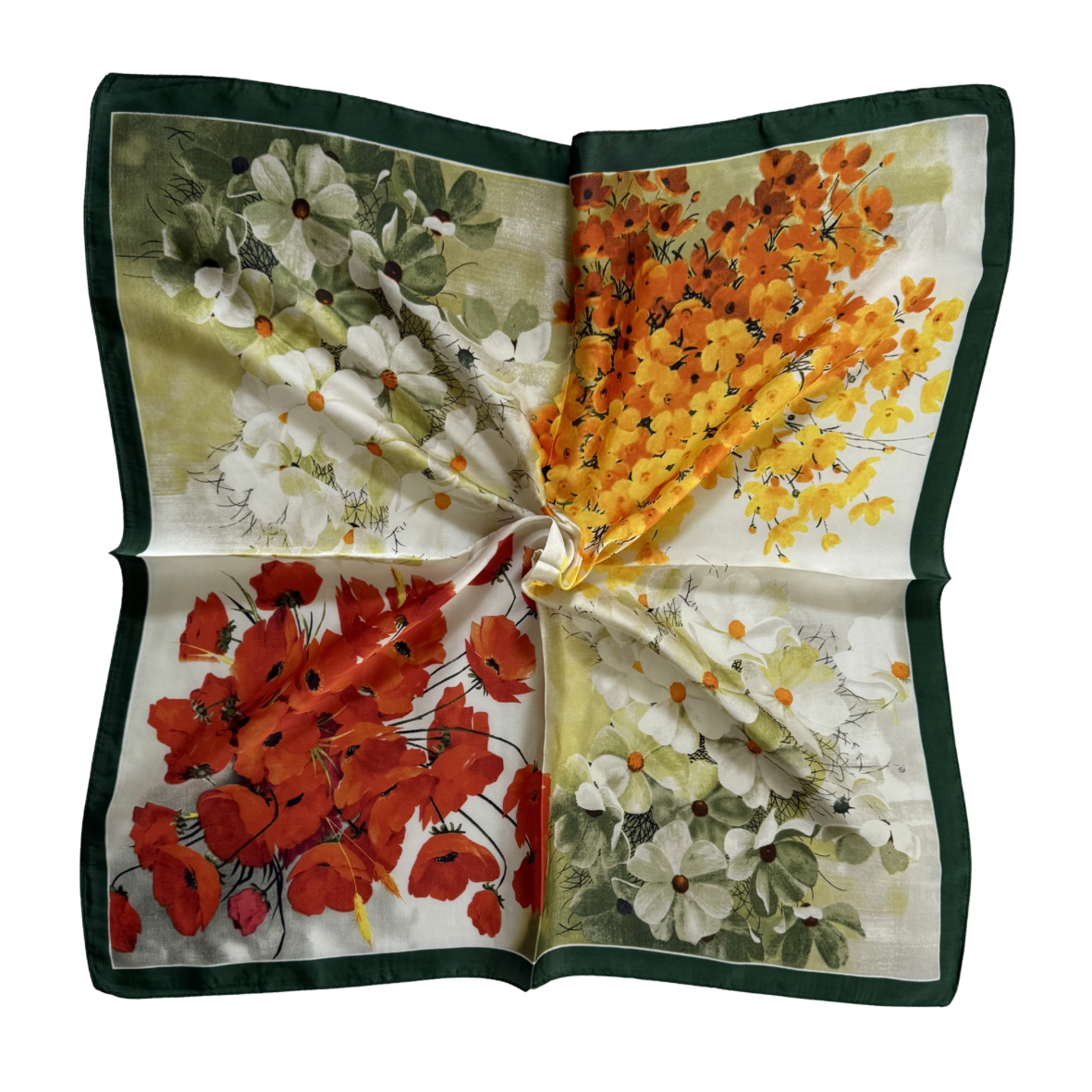 Poppy and Garden Flower Print Bandana Scarf