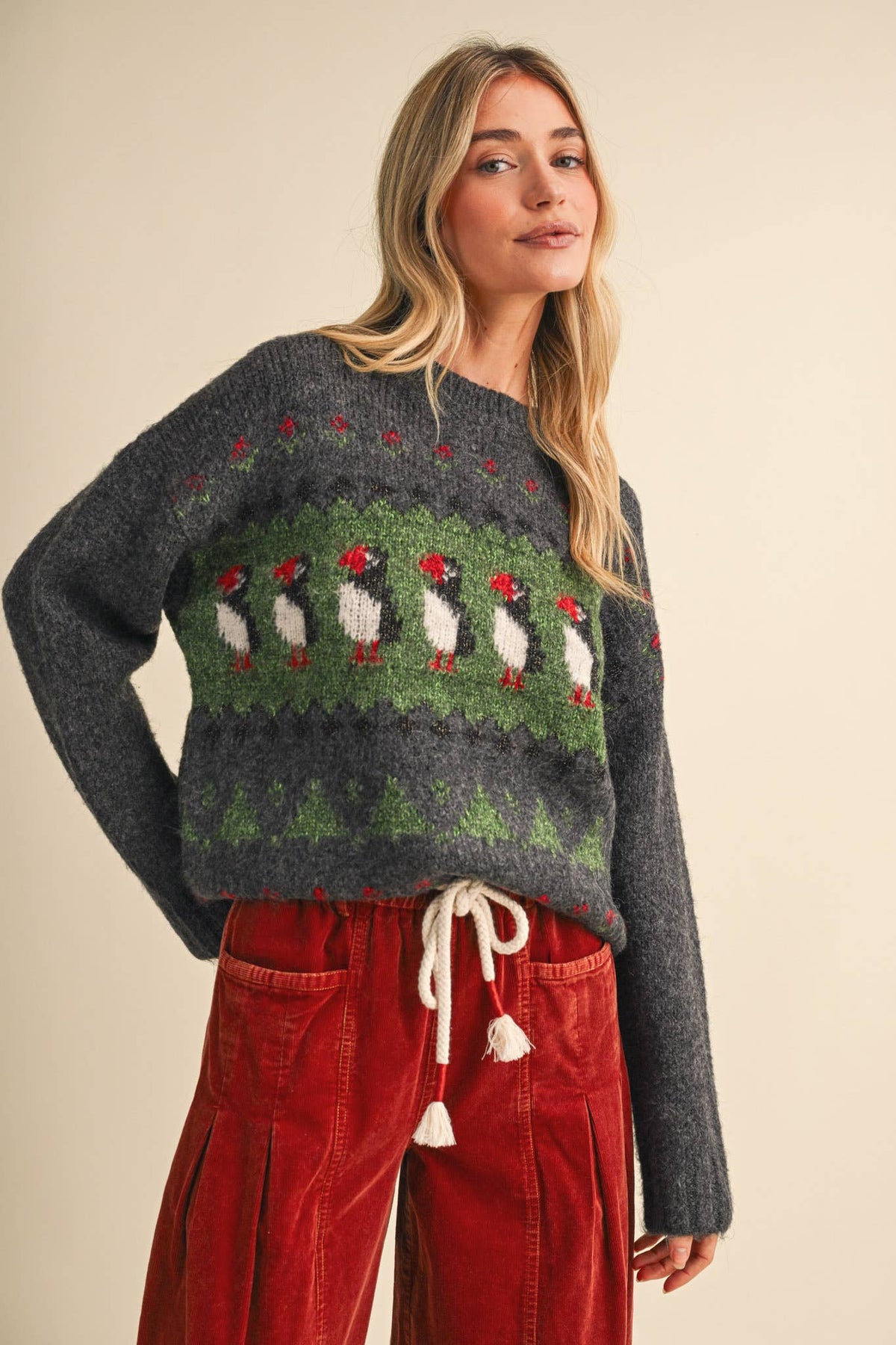 Holiday Puffin Sweater