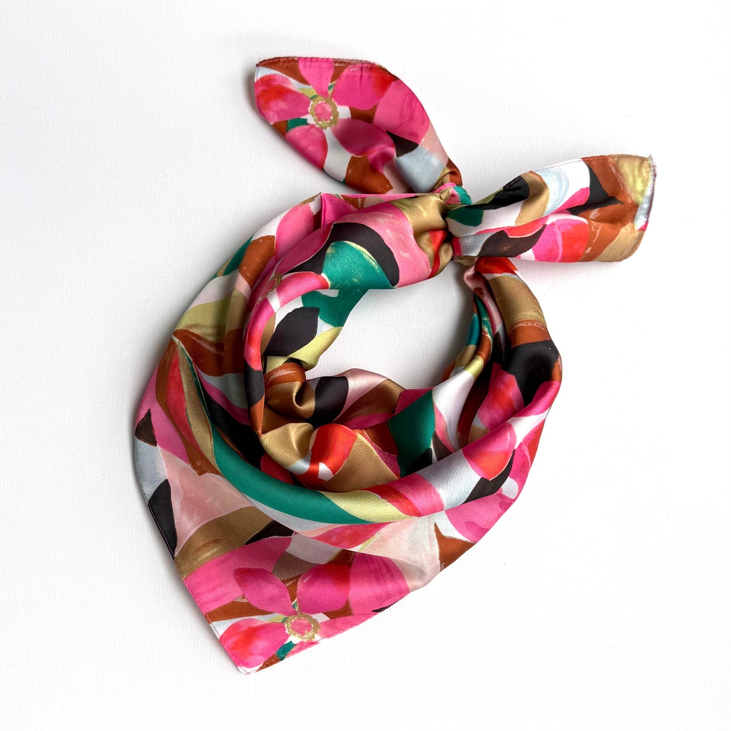 Vintage Flower Print Square Scarf