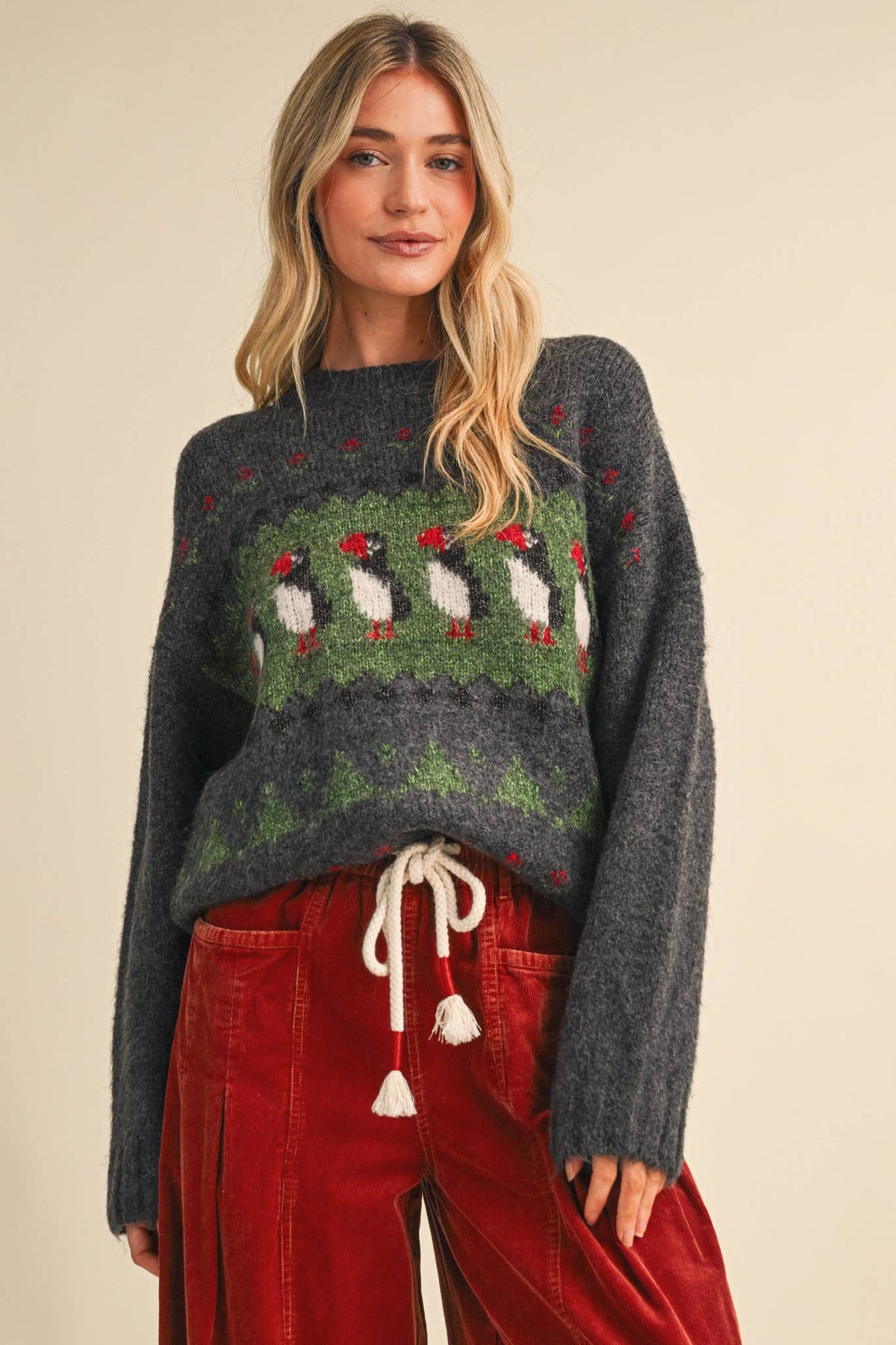 Holiday Puffin Sweater