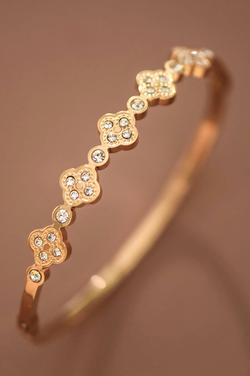 18K Gold Plated Clover Bangle
