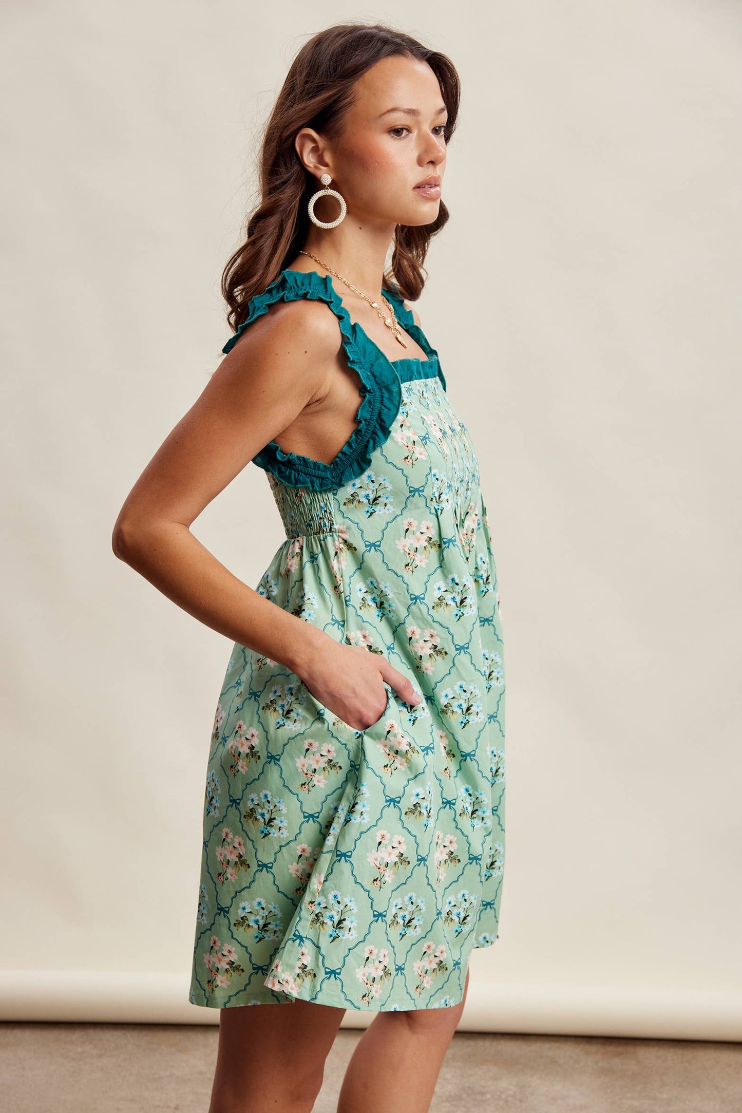 Mika Floral Ruffle Strap Mini Dress