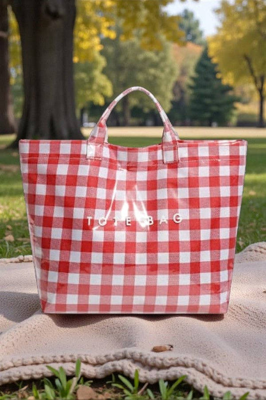 Red Gingham Tote Bag