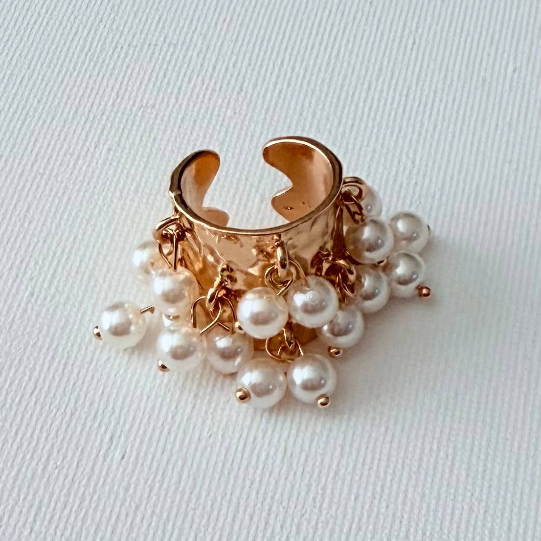 Charm Ring Gold with White Pearl