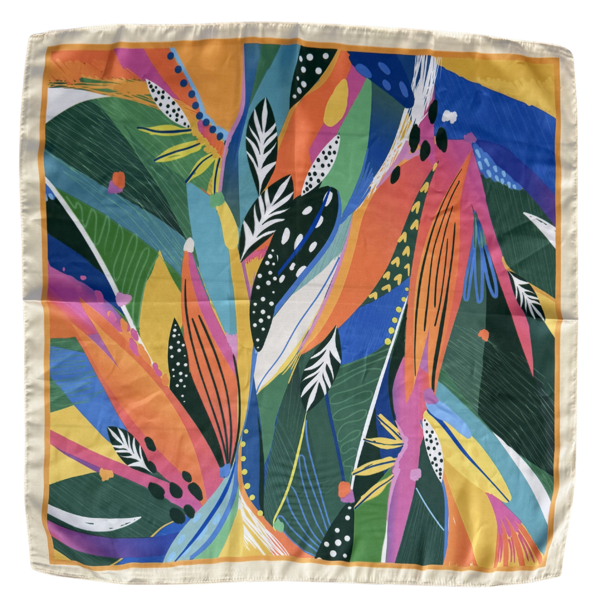 Tropical Flower Print Scarf Beige