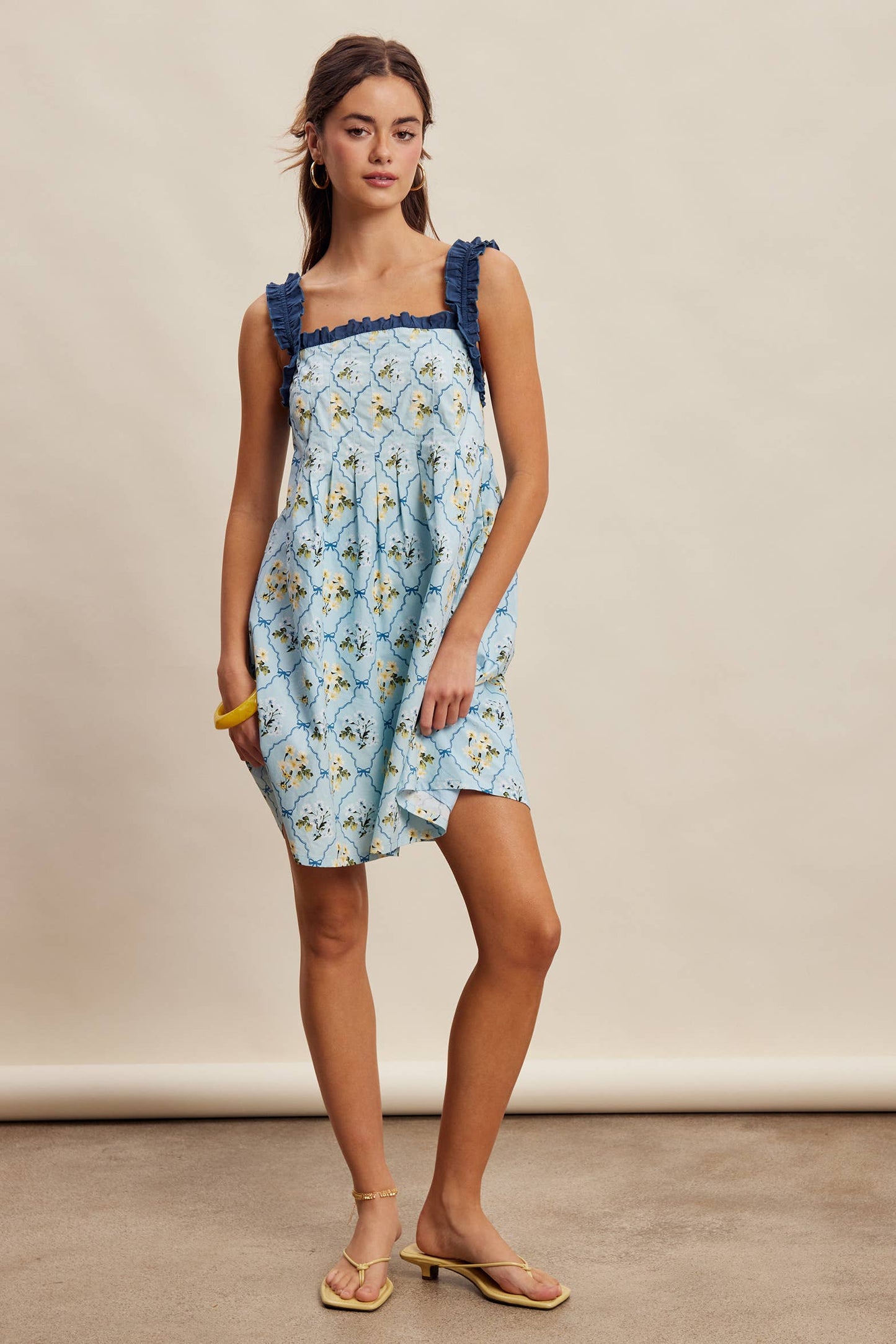 Mika Floral Ruffle Strap Mini Dress