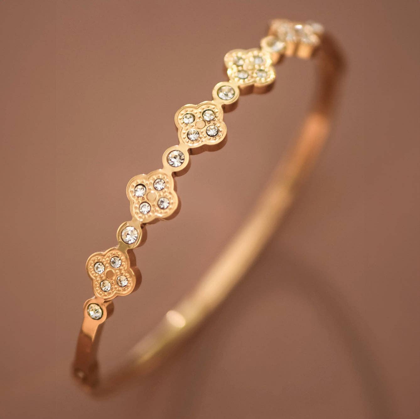 18K Gold Plated Clover Bangle