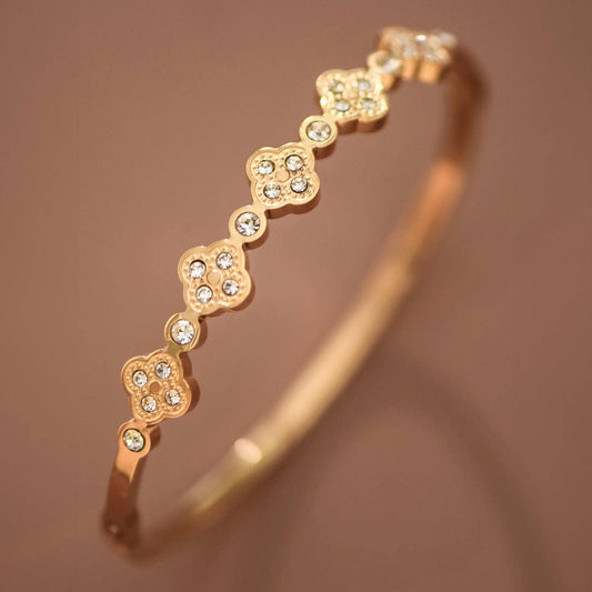 18K Gold Plated Clover Bangle