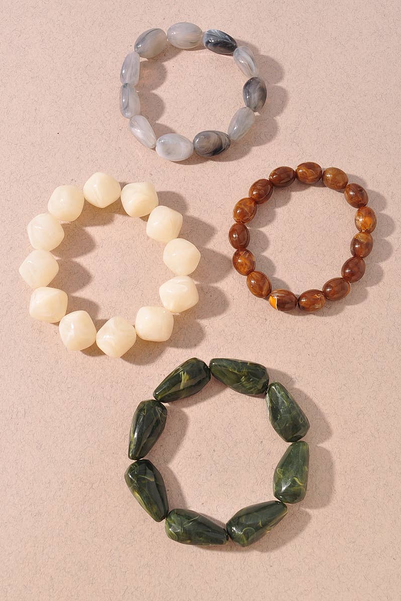 Marbled Resin Stretch Bracelet Set