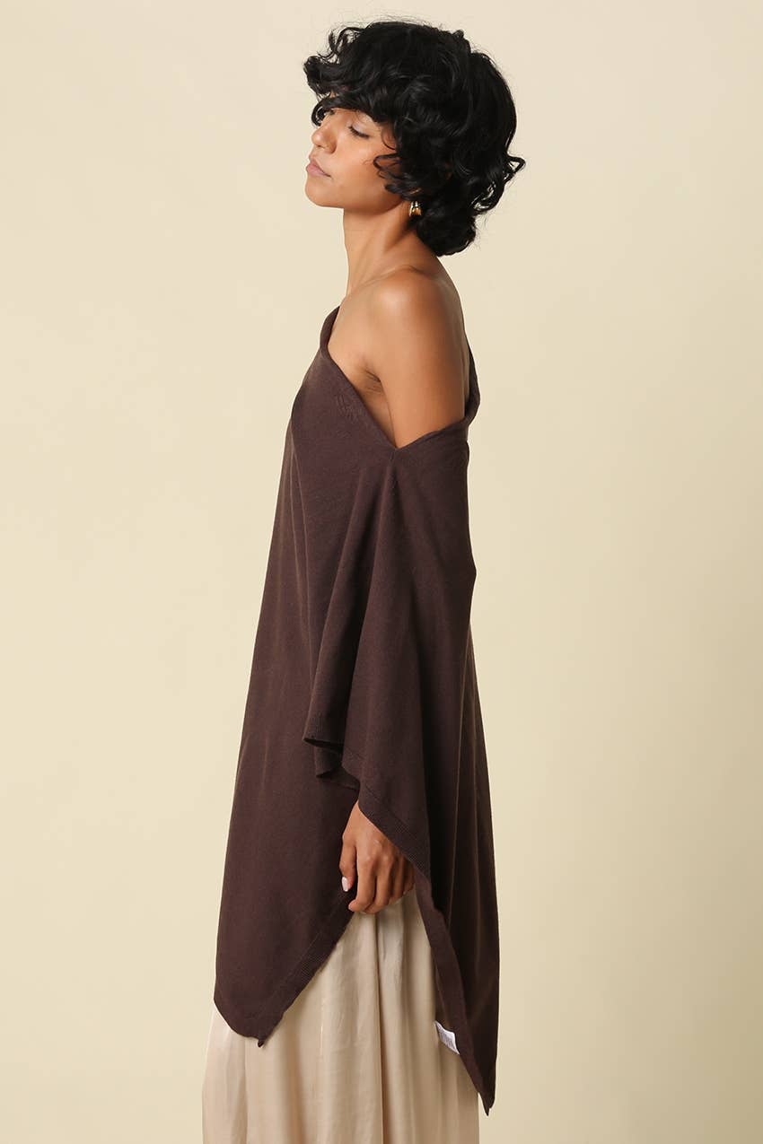 Claire Asymmetrical Knit Poncho
