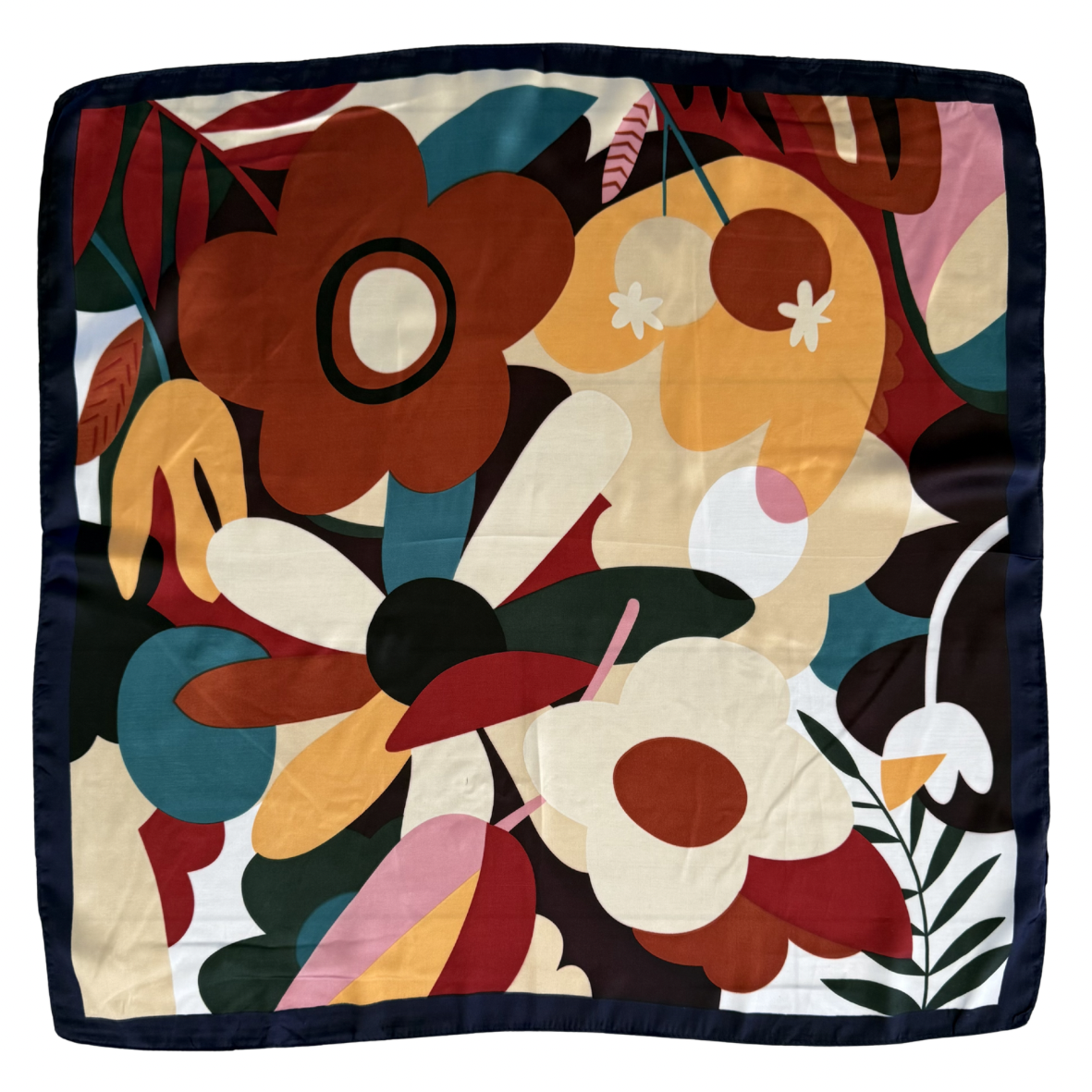 Vintage Oversized Flowers Square Scarf