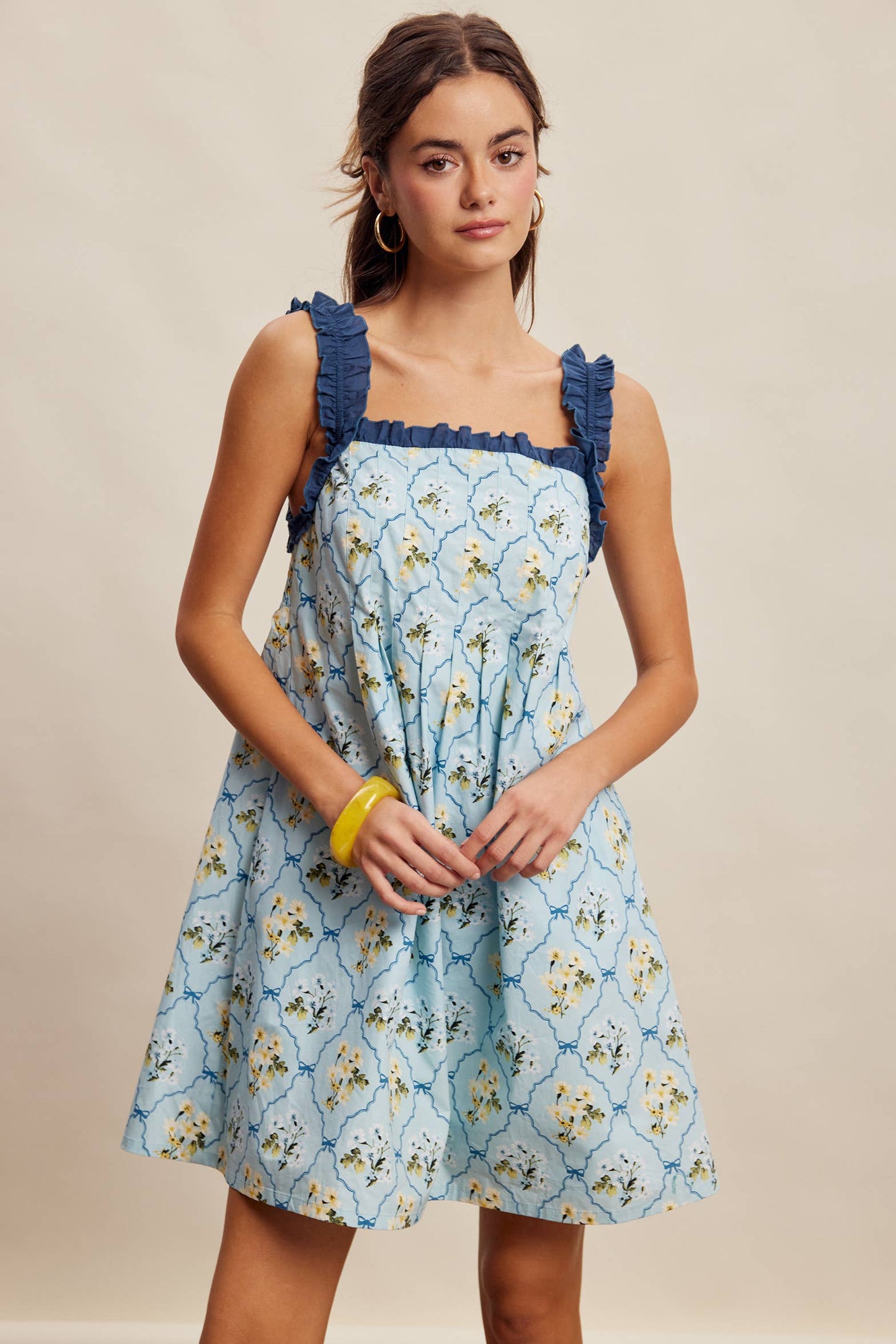 Mika Floral Ruffle Strap Mini Dress