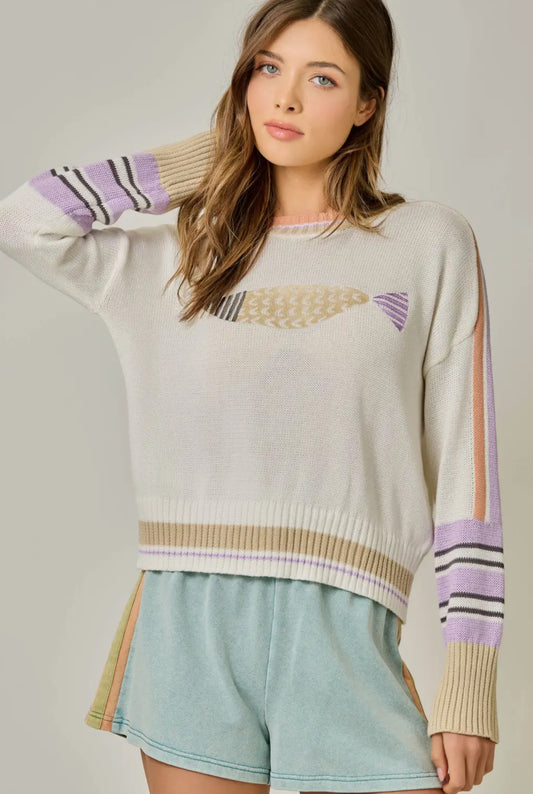 Le Fish Color Block Sweater
