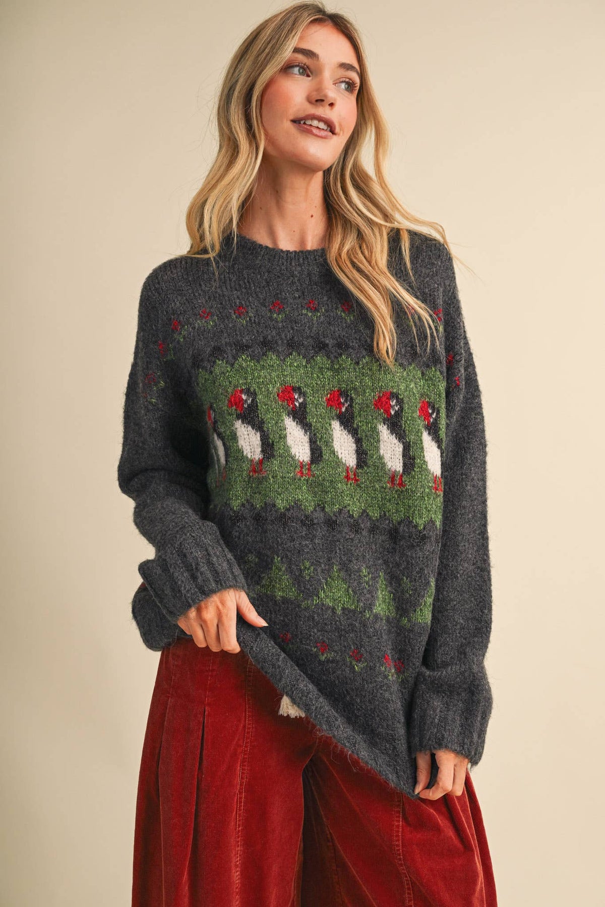 Holiday Puffin Sweater