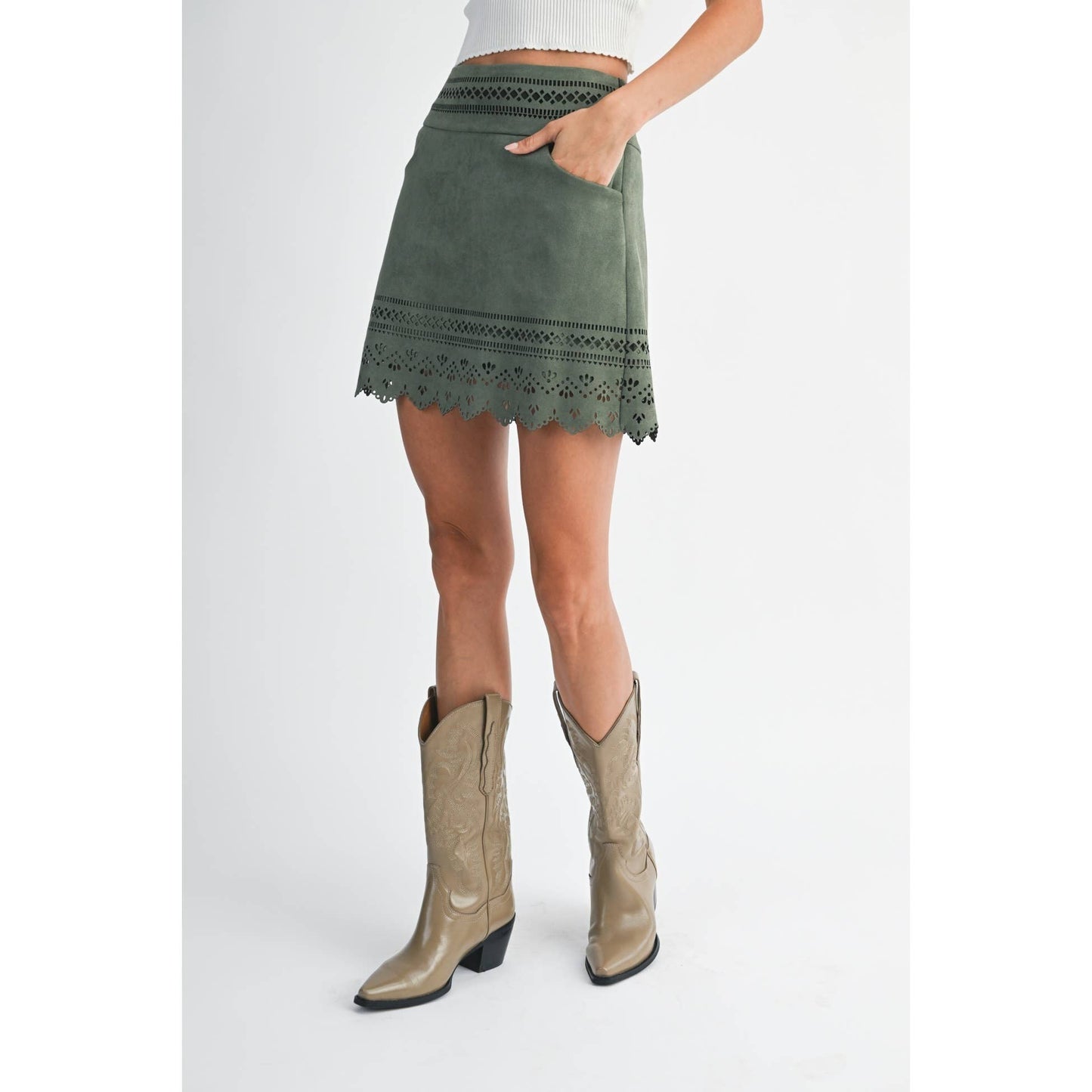 Seville Laser Cut Mini Skirt