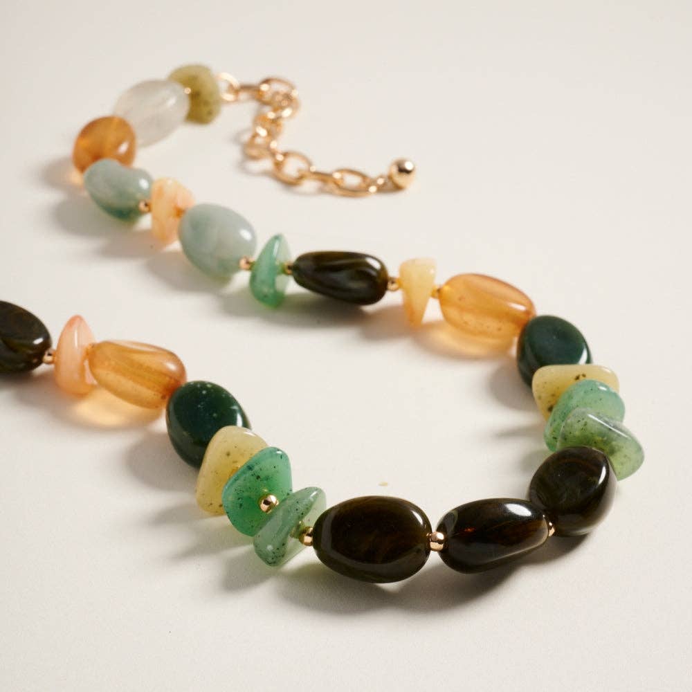 Natural Marbled Ombre Beaded Necklace