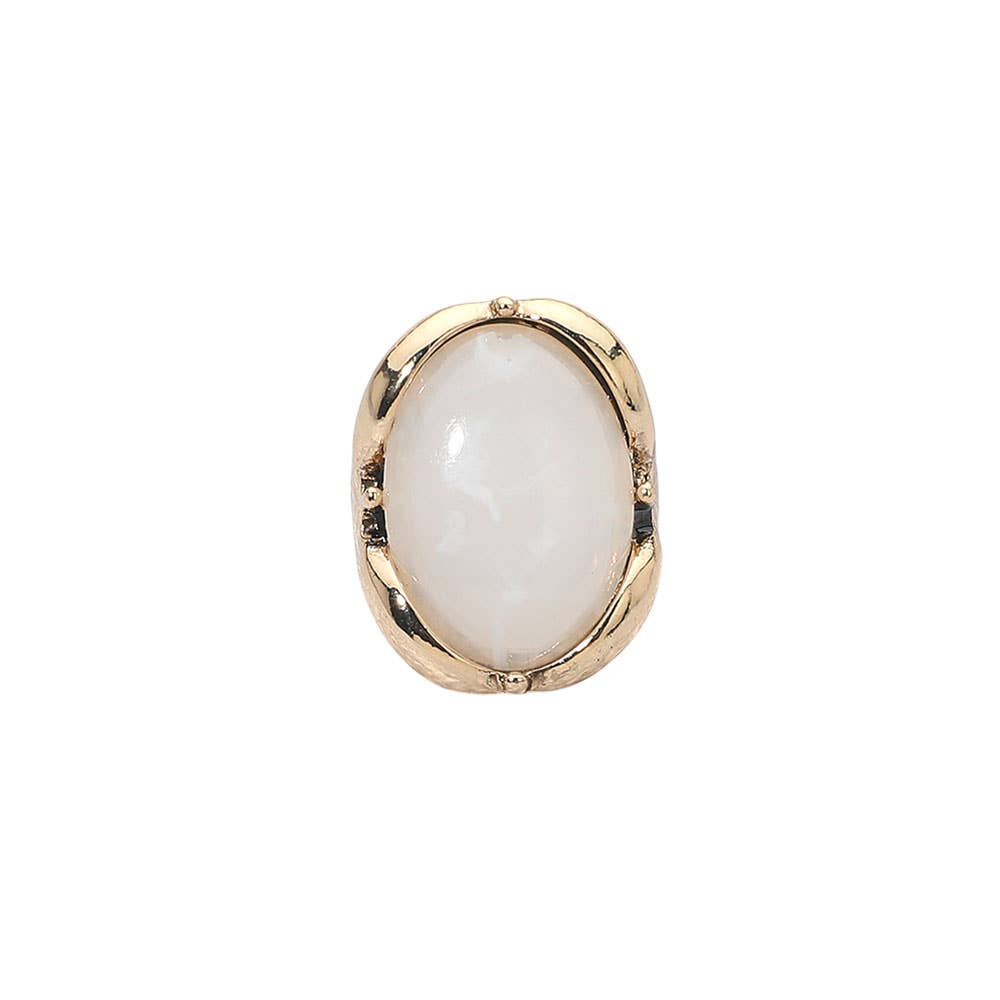 Oval Stone Accent Adjustable Statement Ring