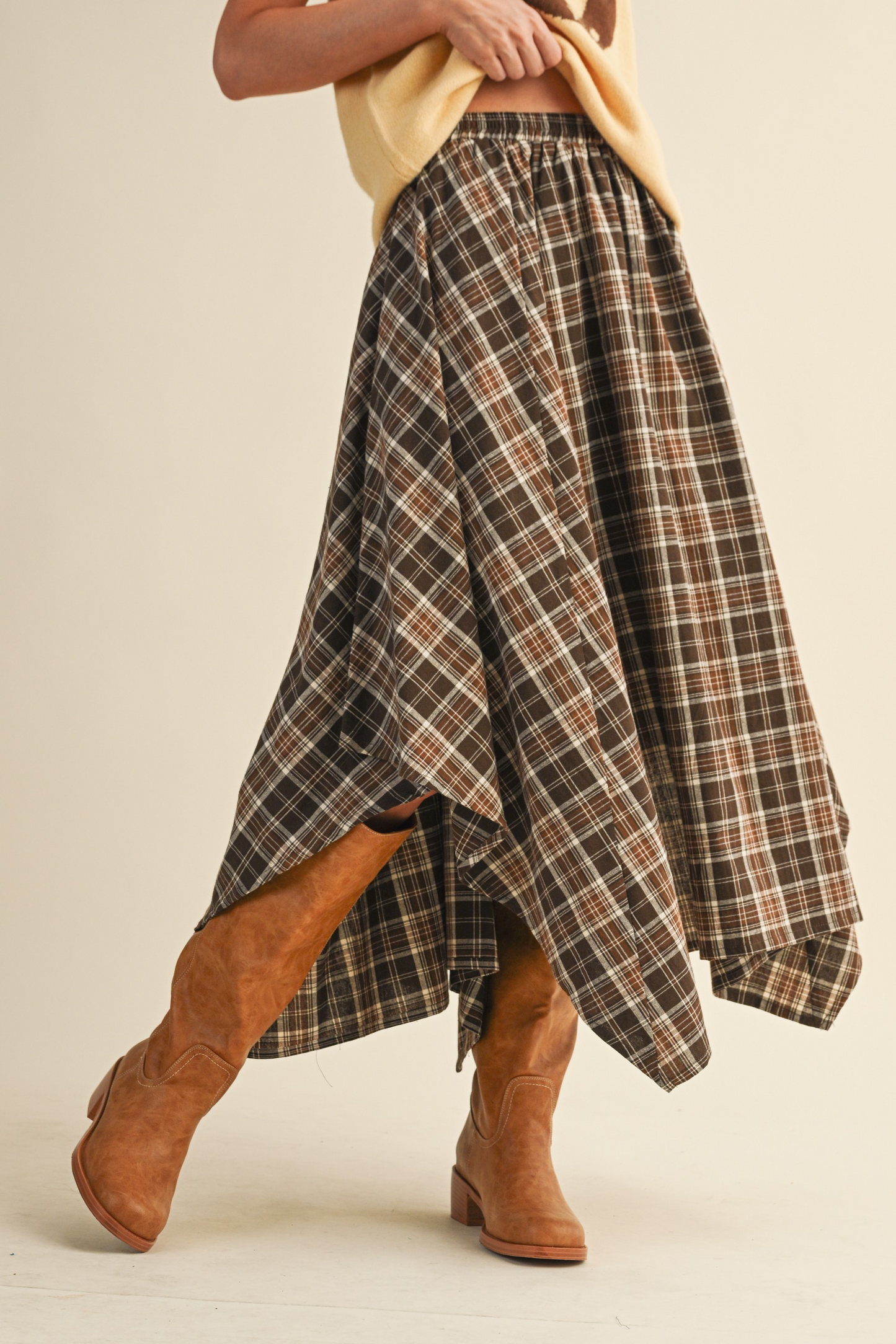 Gilda Plaid Midi Skirt