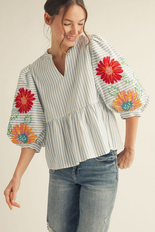 Hailey Embroidered Floral Top