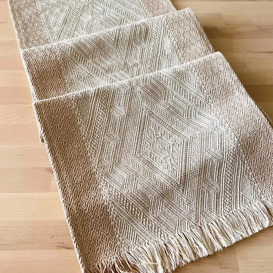 Diamond Weave Fringed Table Runner