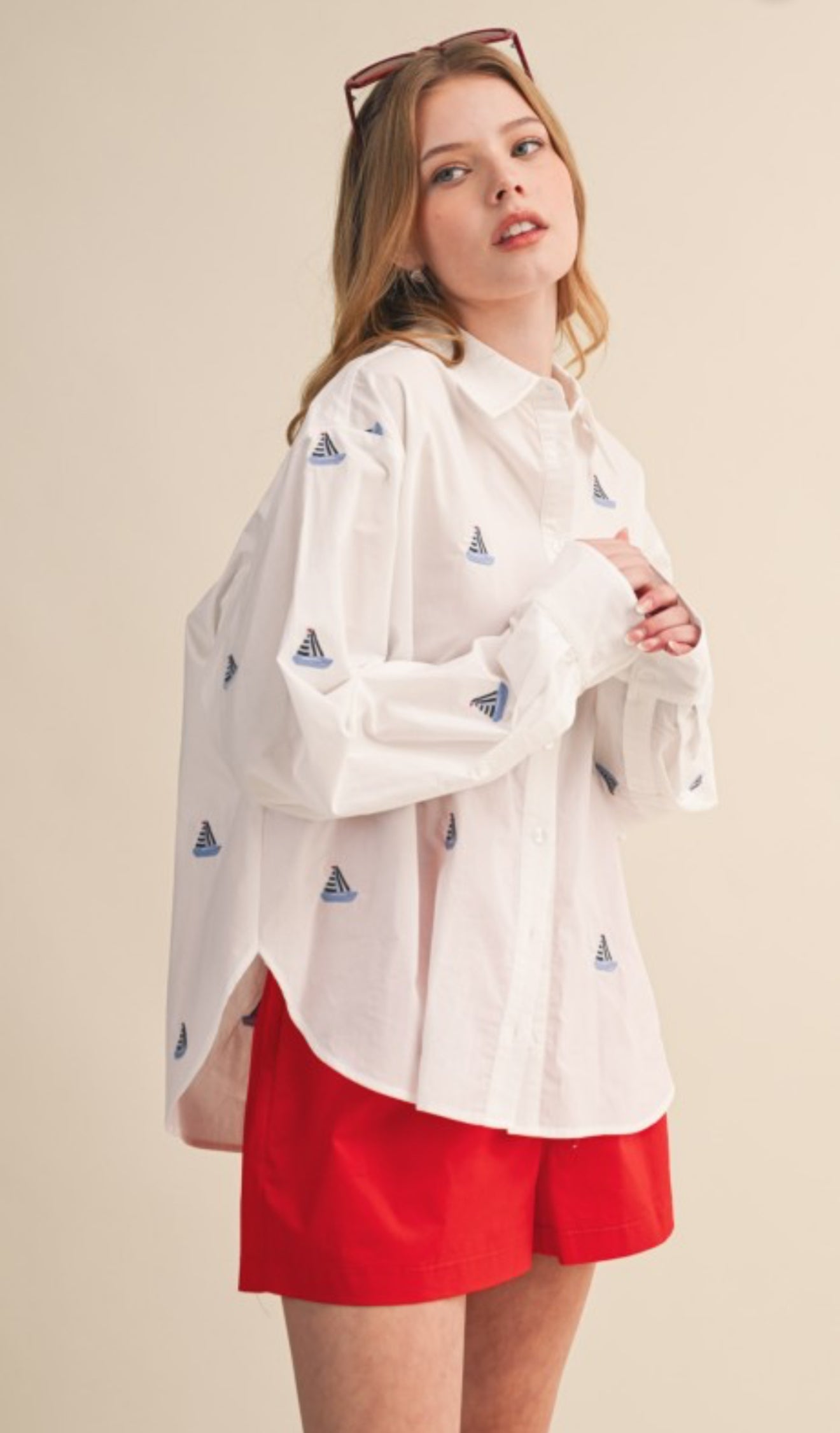 Regatta Embroidered Button Down Top