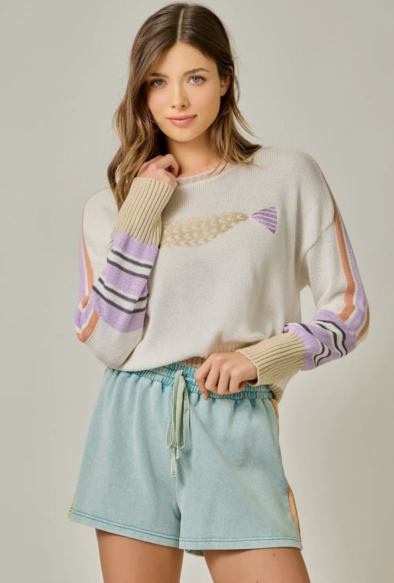 Le Fish Color Block Sweater