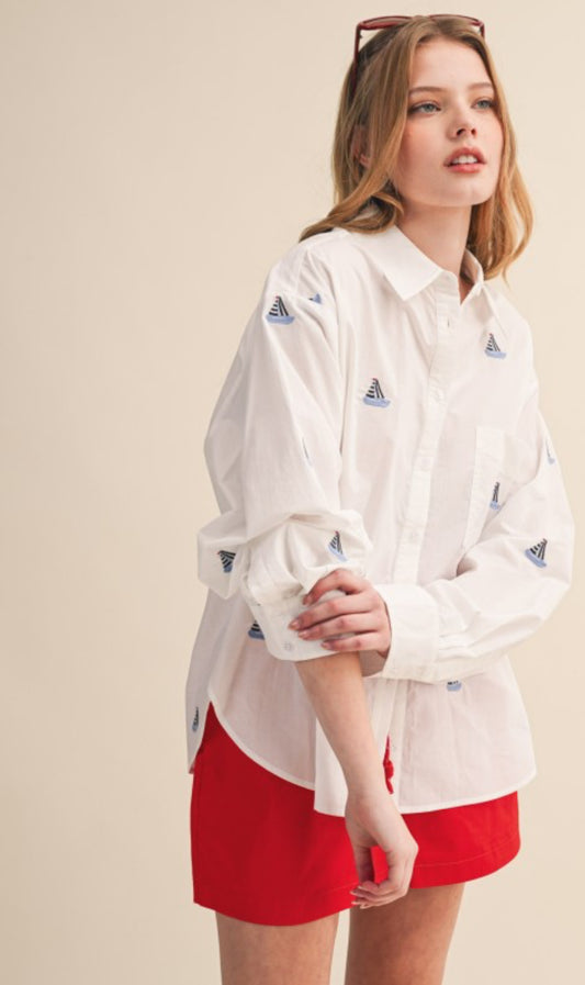 Regatta Embroidered Button Down Top