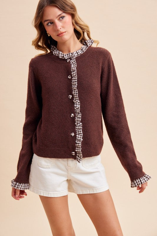 Gable Ruffle Trim Cardigan