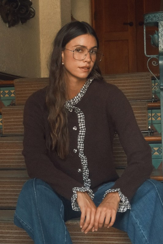 Gable Ruffle Trim Cardigan