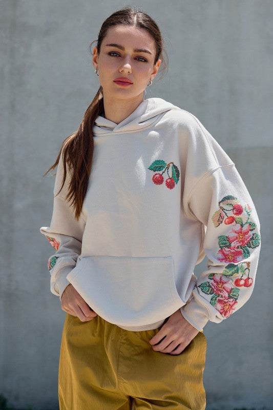 Mon Cherie Floral Embroidered Sweatshirt