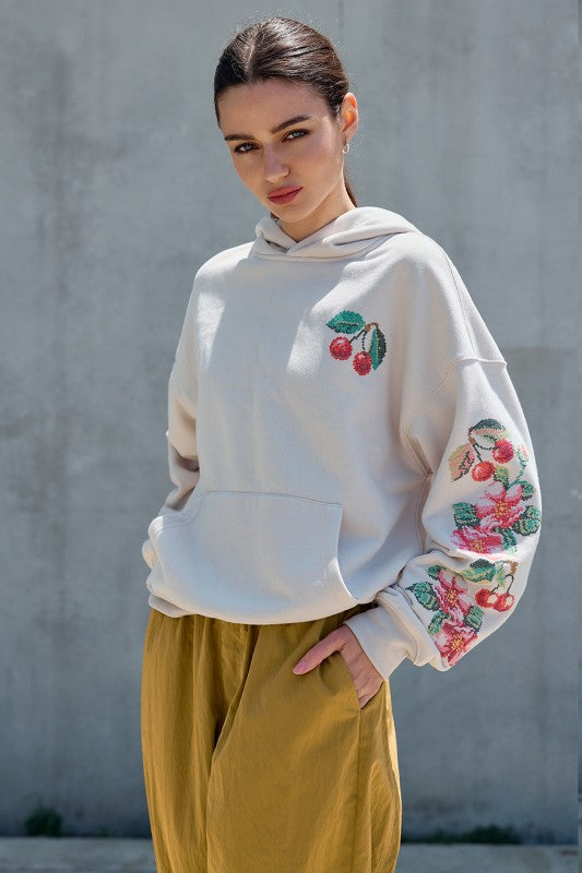Mon Cherie Floral Embroidered Sweatshirt