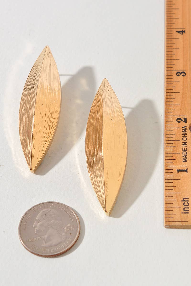 Brushed Gold Marquise Stud Earrings