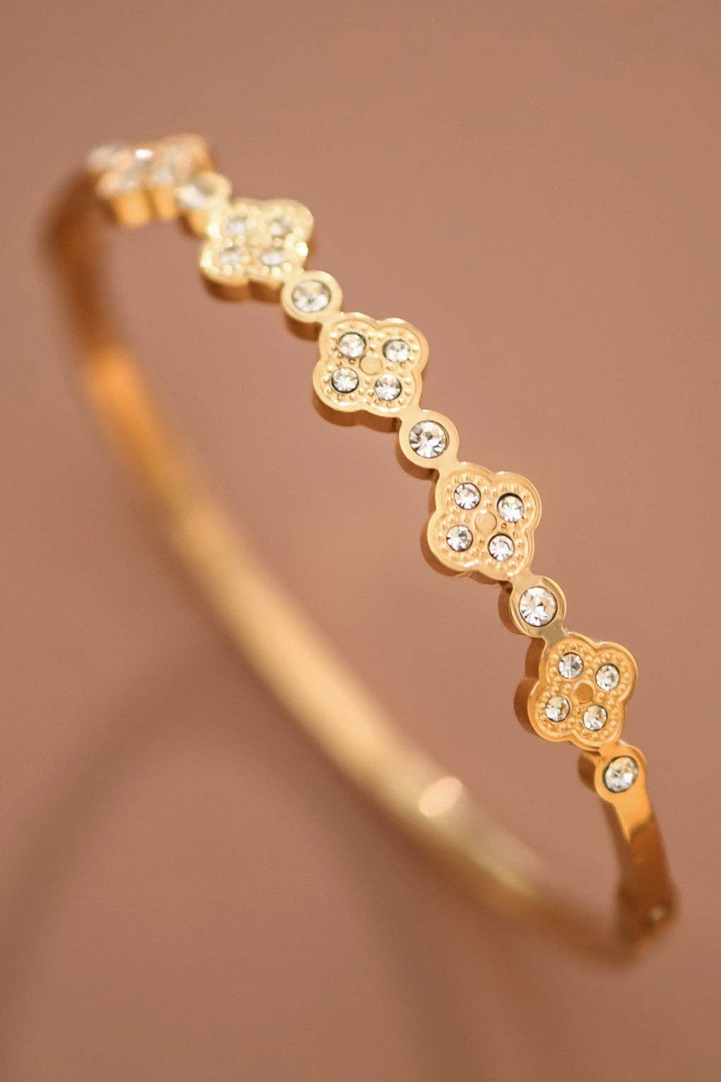 18K Gold Plated Clover Bangle