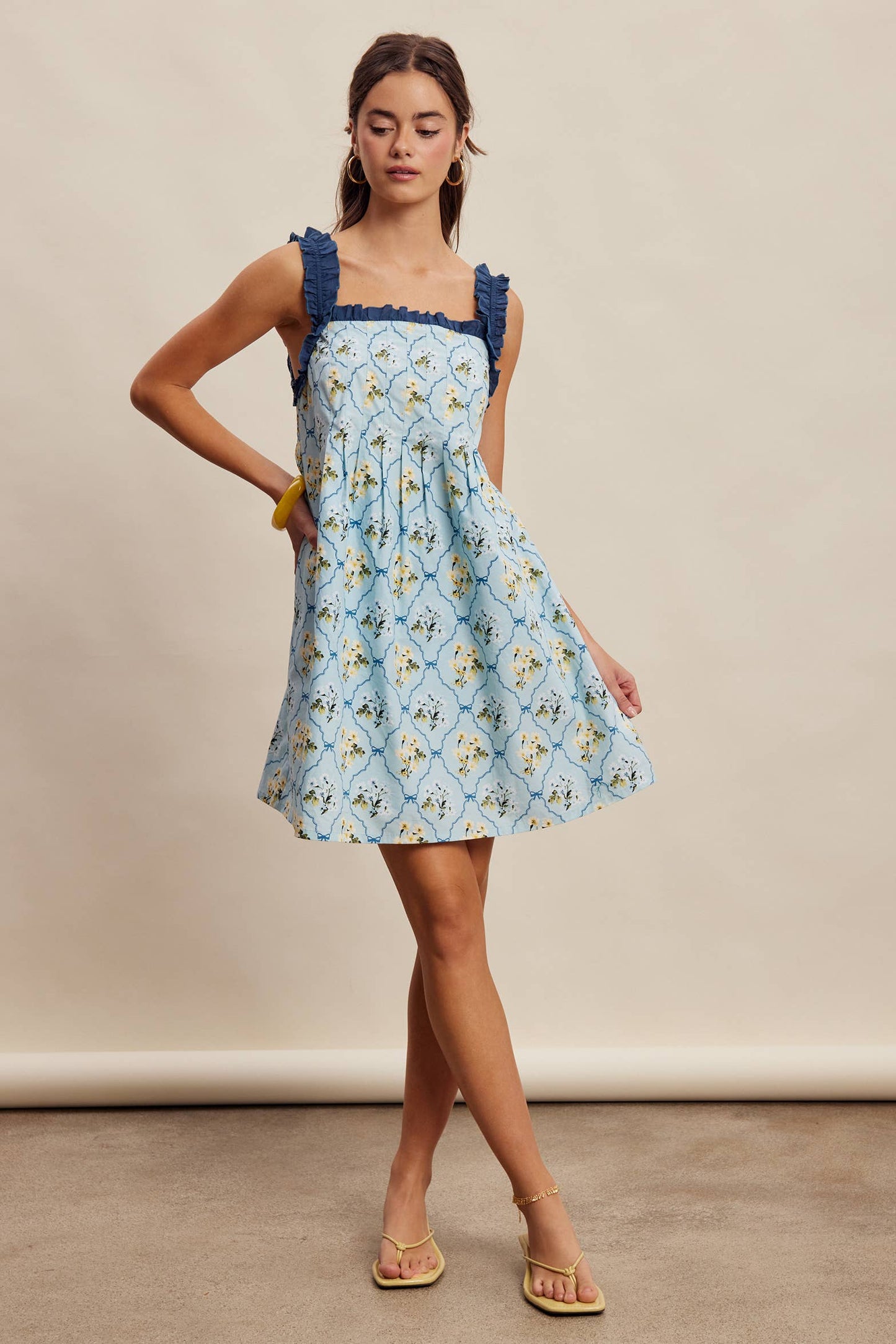 Mika Floral Ruffle Strap Mini Dress