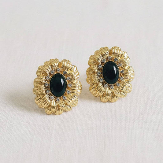 Vintage Inspired Statement Earrings with Colorful Gemstone