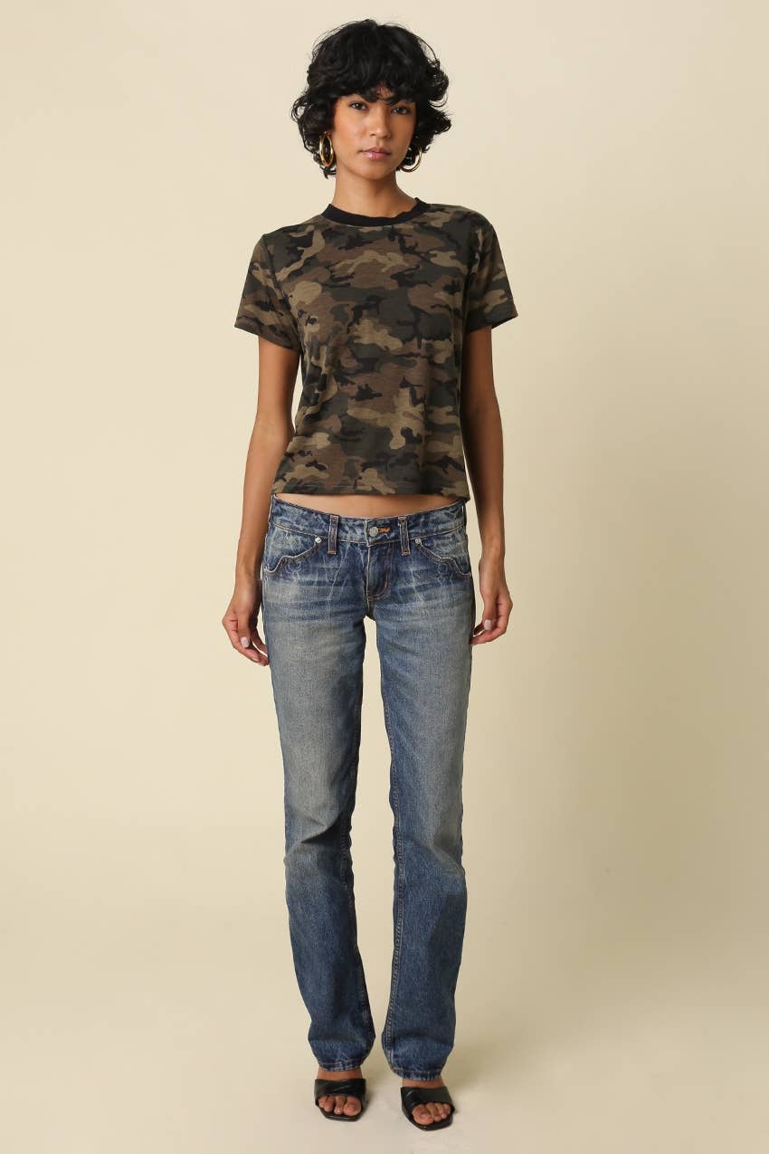 Lina Camo Print Crew Neck Tee