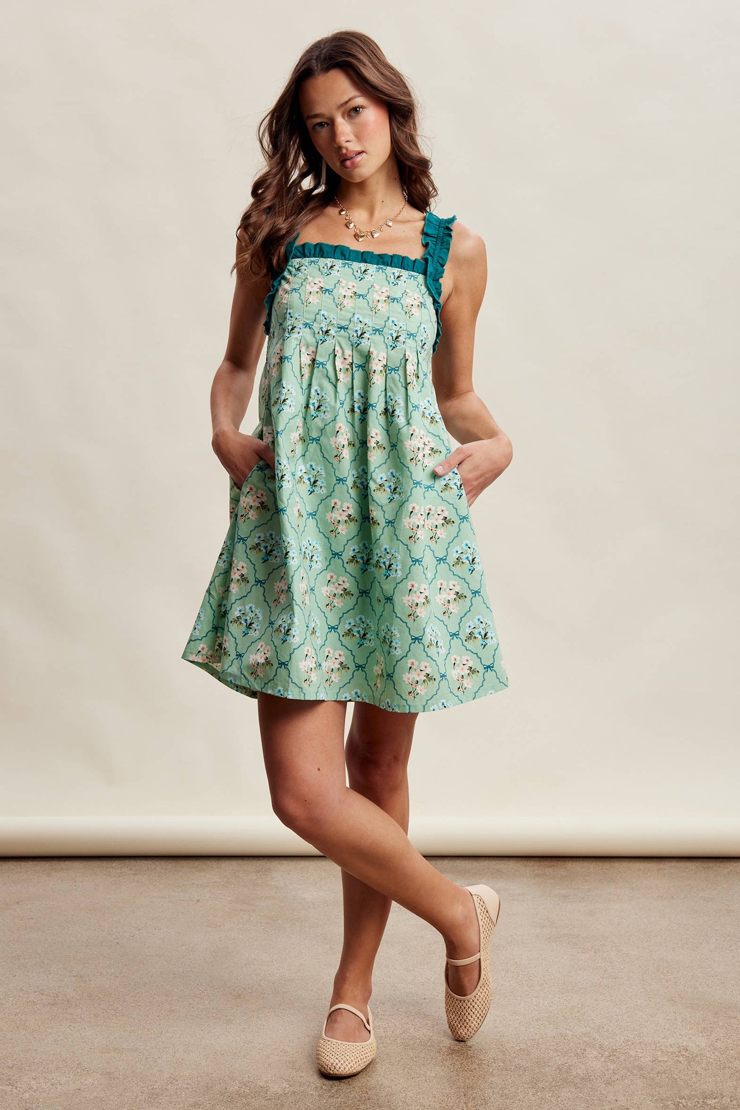Mika Floral Ruffle Strap Mini Dress