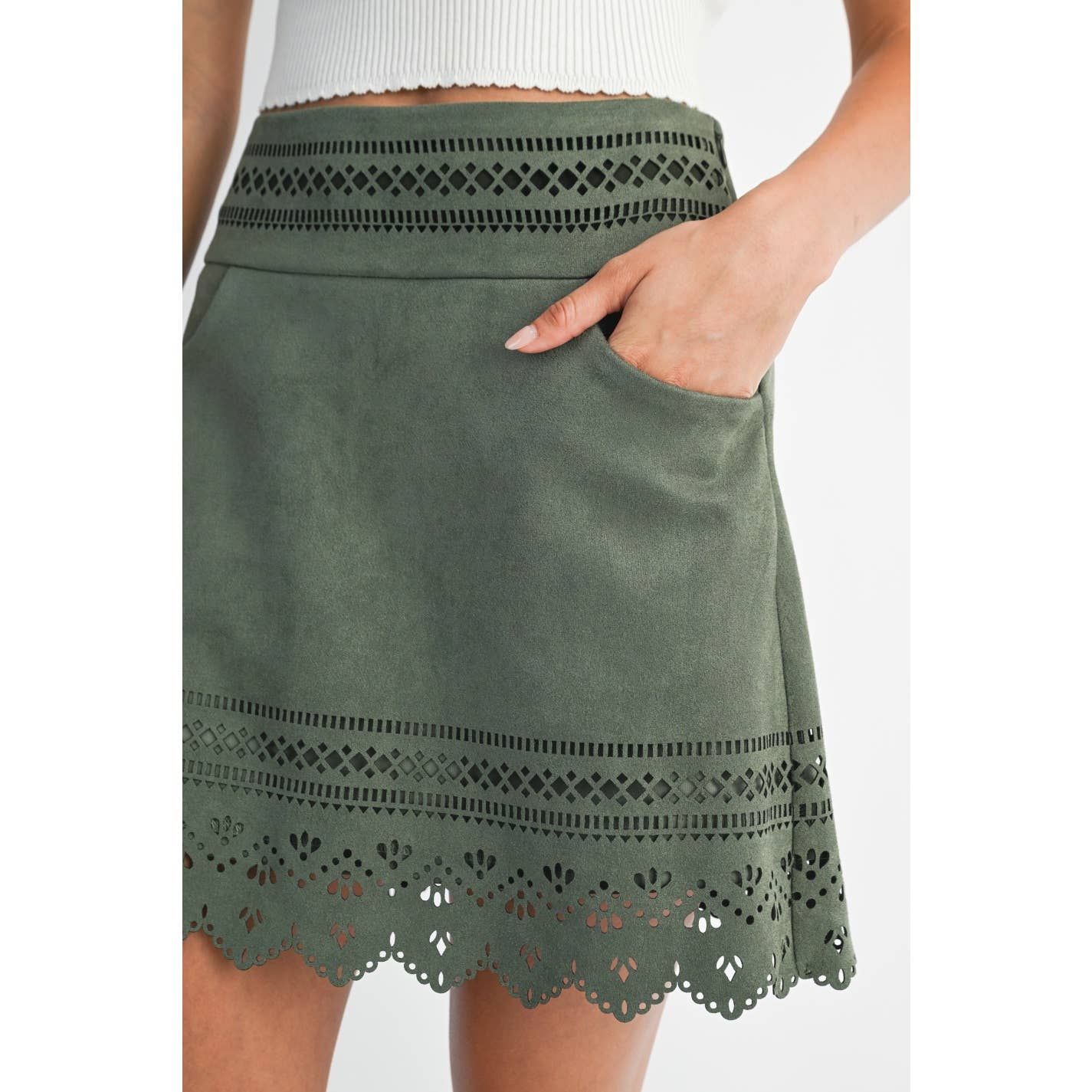 Seville Laser Cut Mini Skirt