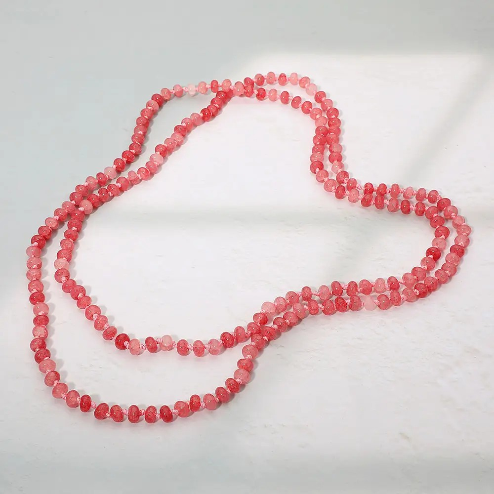 Marbled Bead Long Necklace