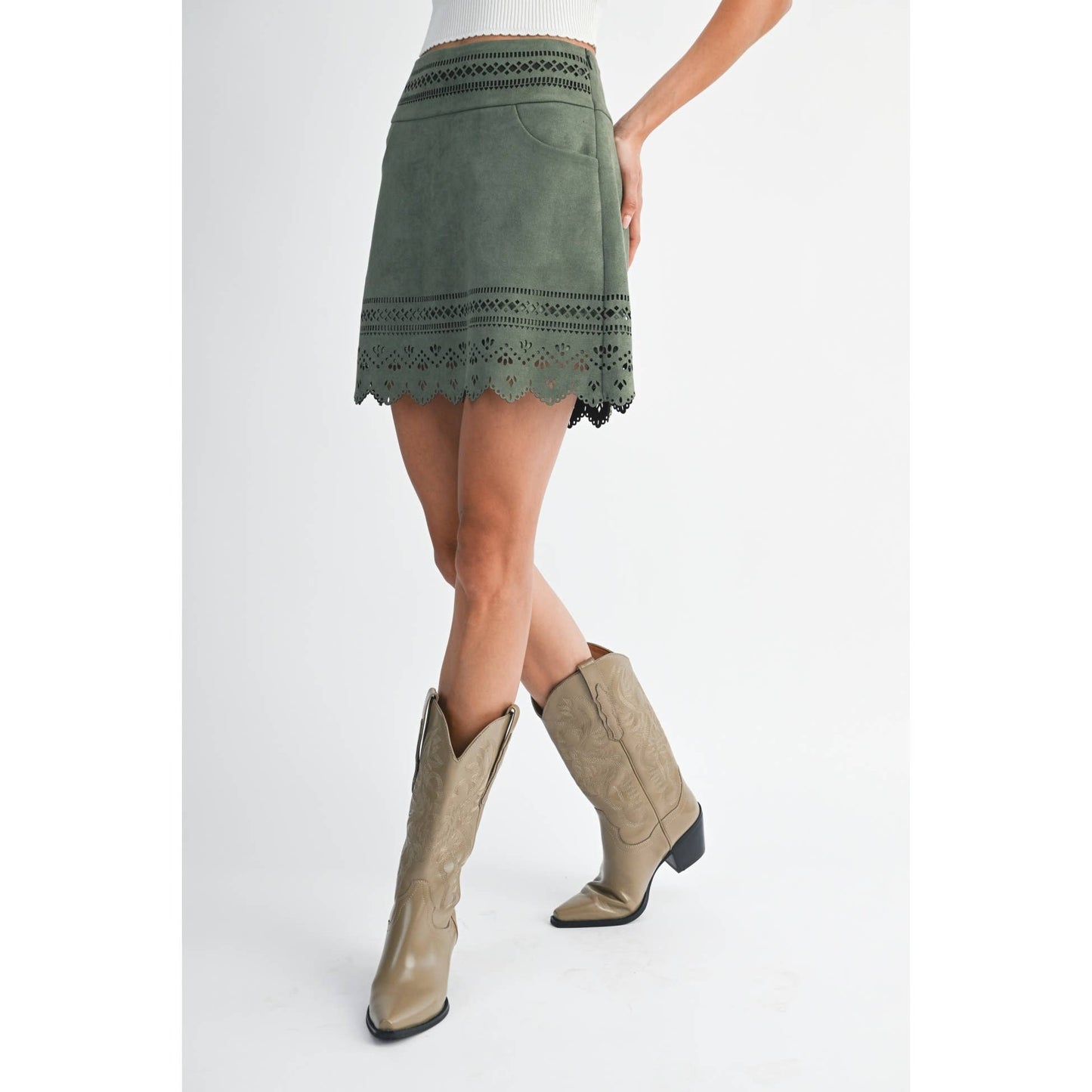 Seville Laser Cut Mini Skirt