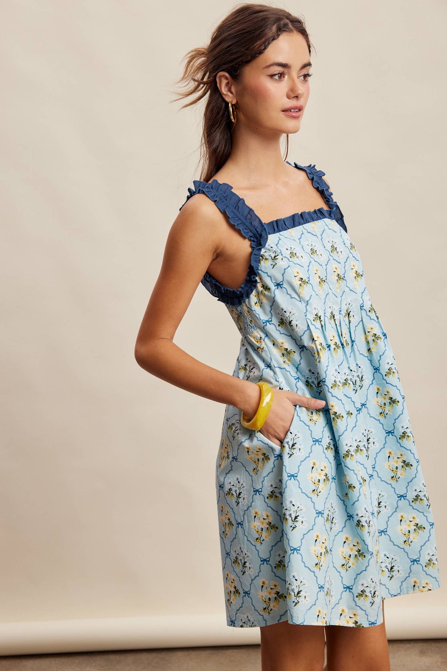 Mika Floral Ruffle Strap Mini Dress
