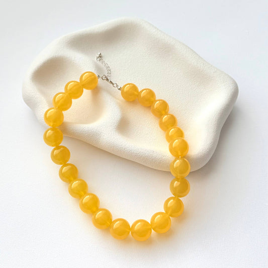 Chunky Beaded Jelly Necklace Yellow