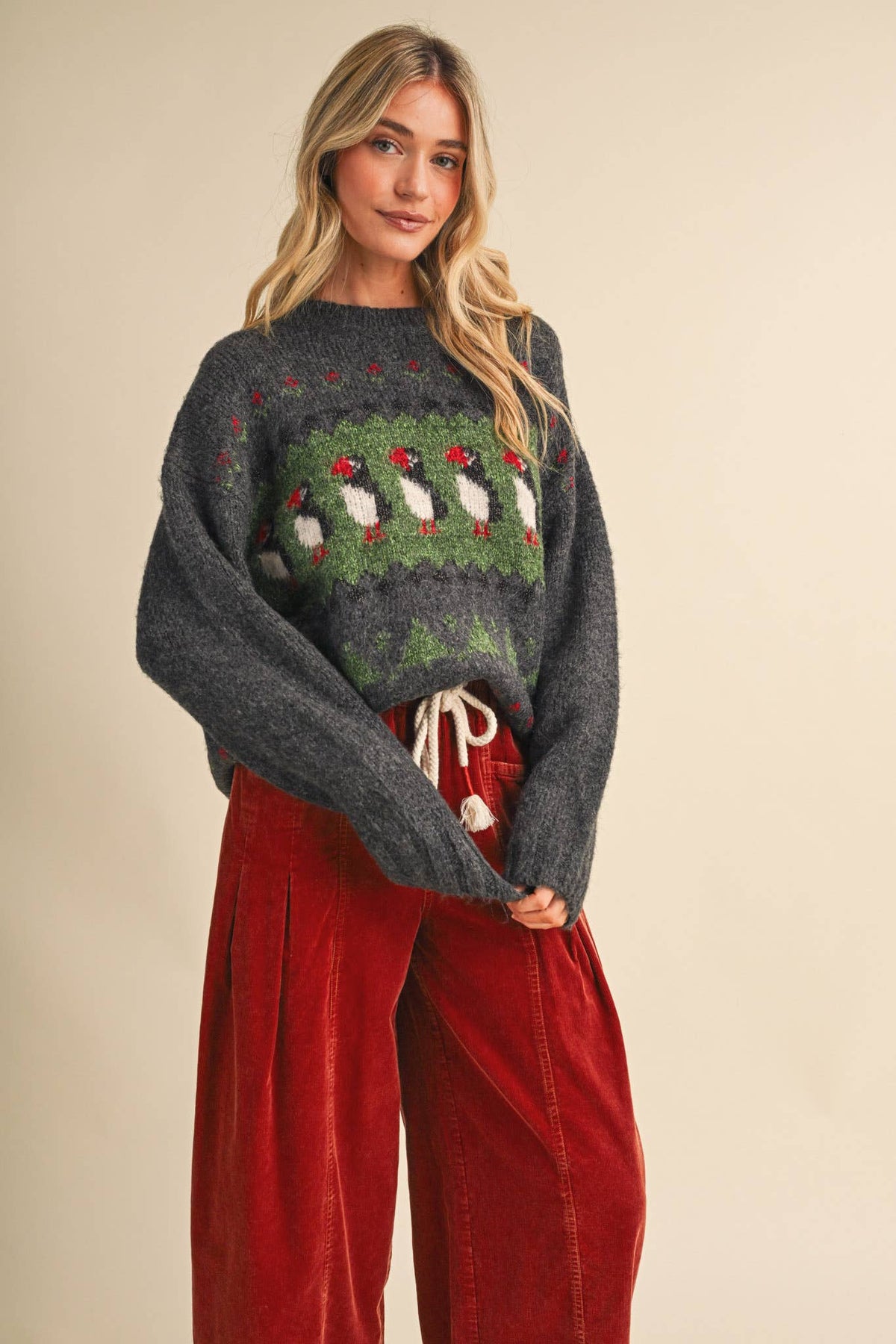 Holiday Puffin Sweater